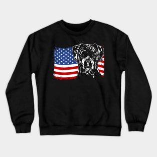 Proud Boxer Dog American Flag patriotic dog Crewneck Sweatshirt